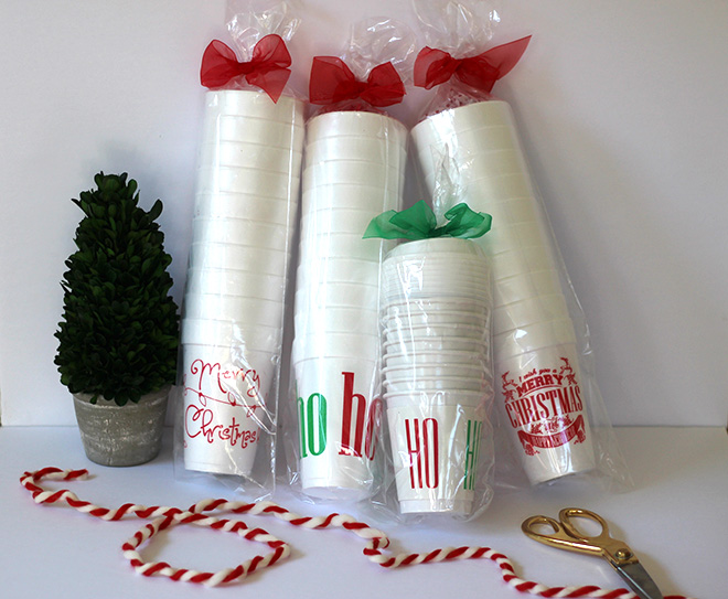 holiday styrofoam cups