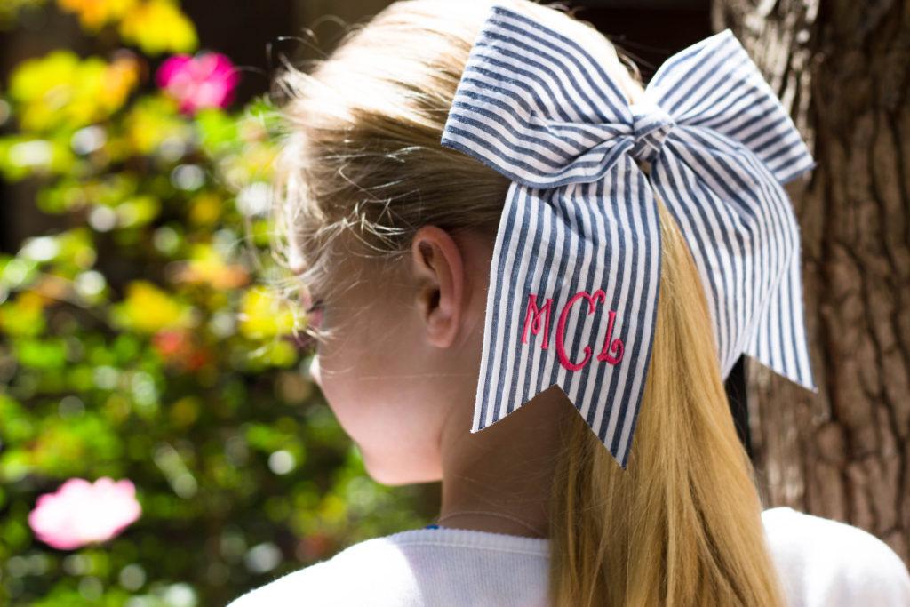 monogrammed bow