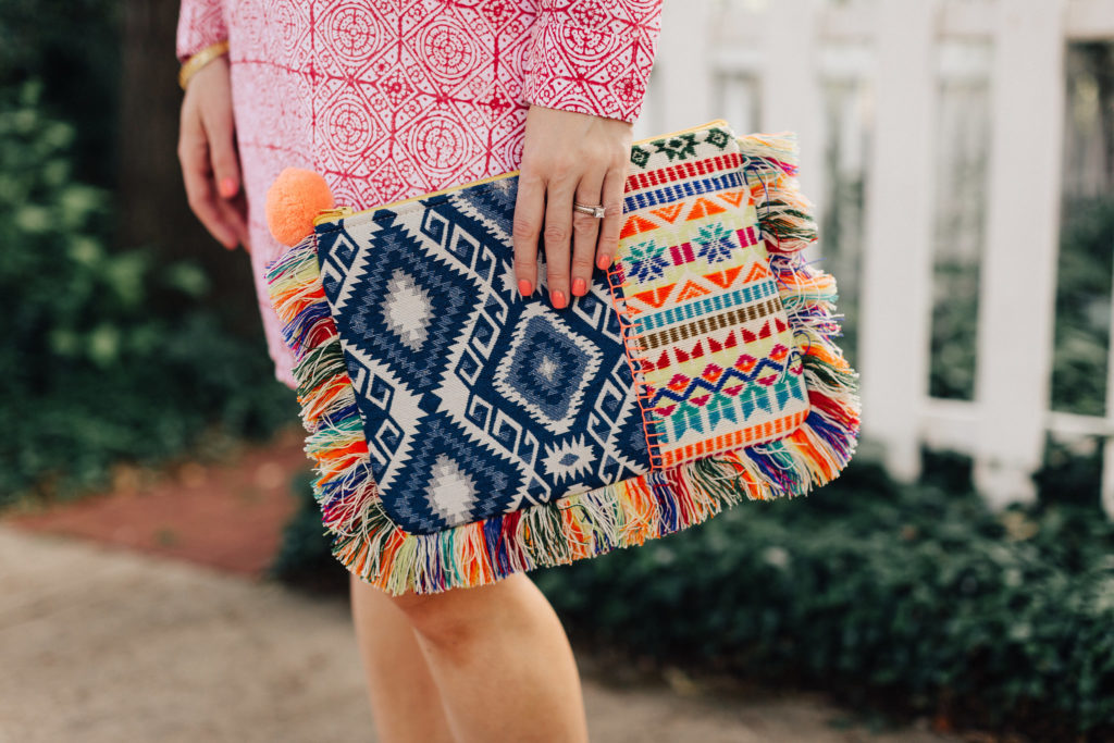 roberta roller rabbit red clutch