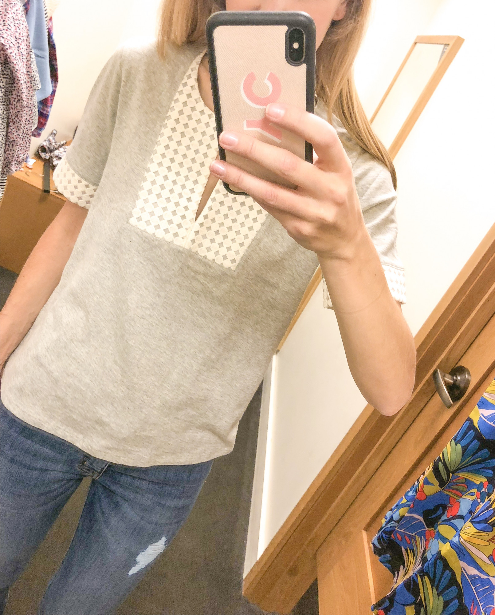 J. Crew Factory Eyelet Knit Top