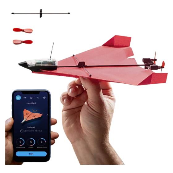 Let him build his own remote control paper airplane!