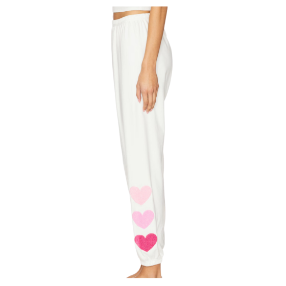 Cute heart sweatpants to lounge in!