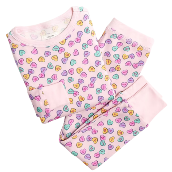 Cute conversation heart PJs to keep her cozy at night!